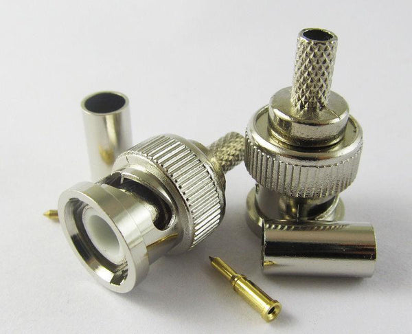 3-Piece BNC Male RG58 Plug Crimp Connectors L6