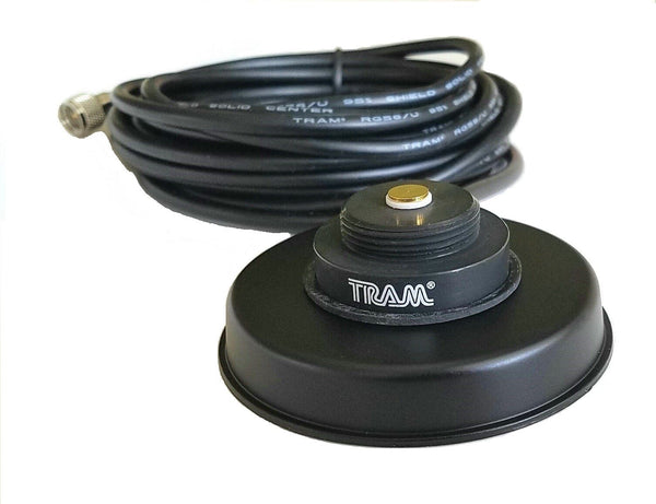 Tram Magnet Mount w/ Cable (5”, Black , NMO, Mini-UHF)